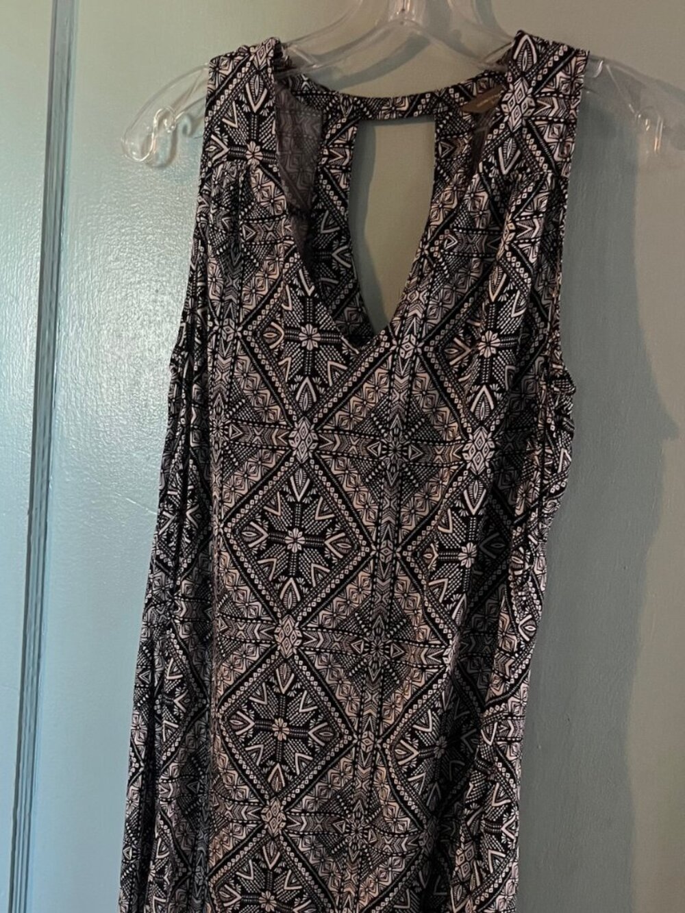 Denver Hayes Navy Blue Medallion Print Rayon Shift Dress Size Small - Picture 2 of 8